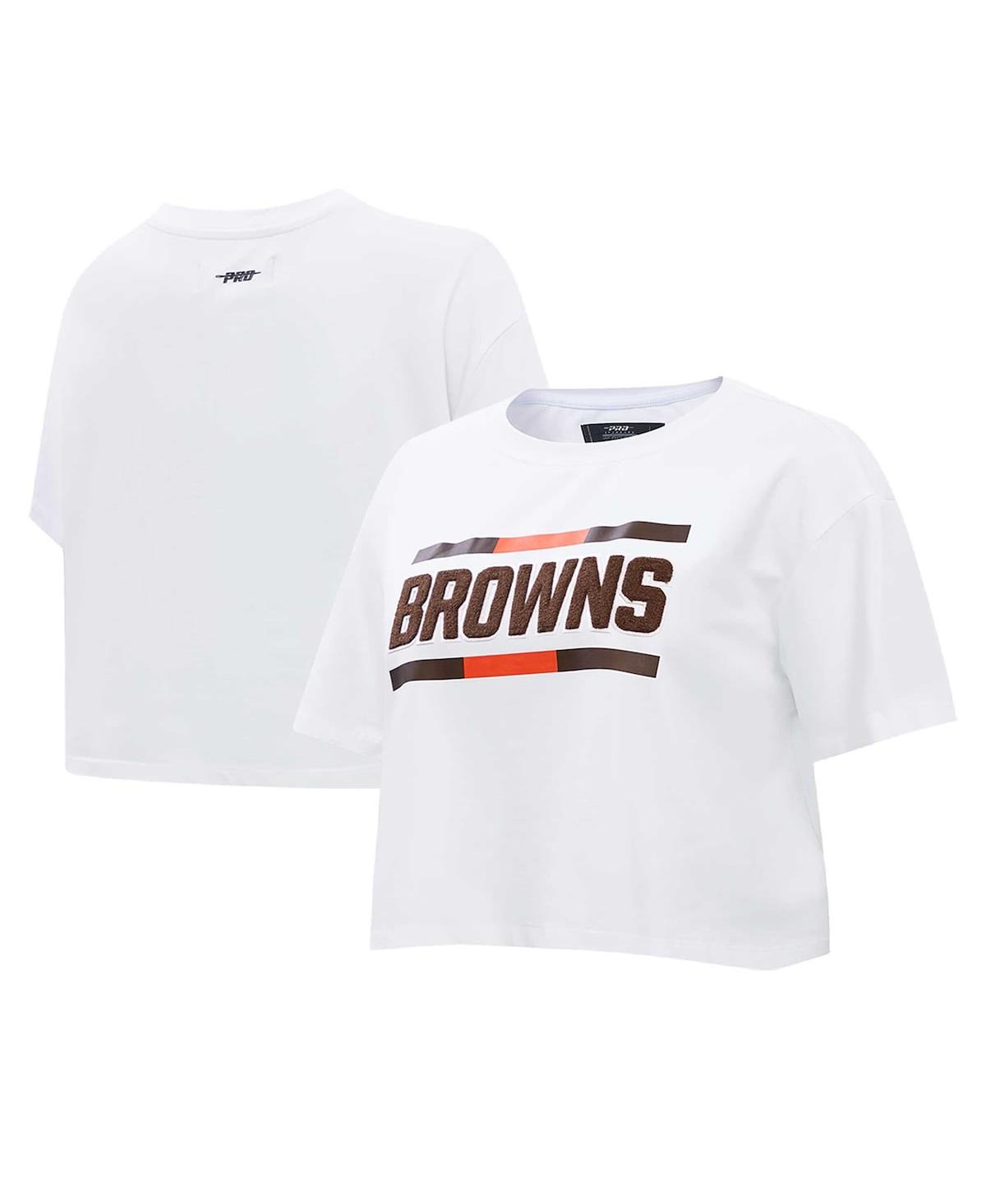 Pro Standard Women's  White Cleveland Browns New Helmet Capsule Cropped T-shirt