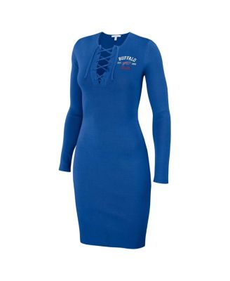 Women's Royal Buffalo Bills Lace Up Long Sleeve Dress