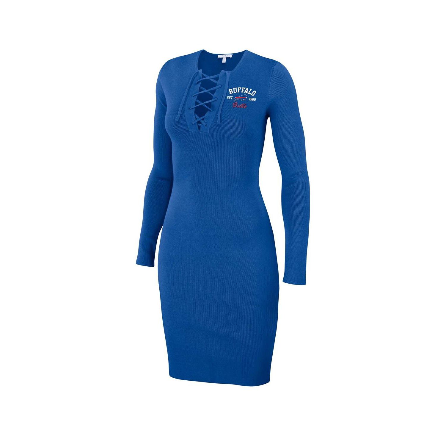 Women's Royal Buffalo Bills Lace Up Long Sleeve Dress