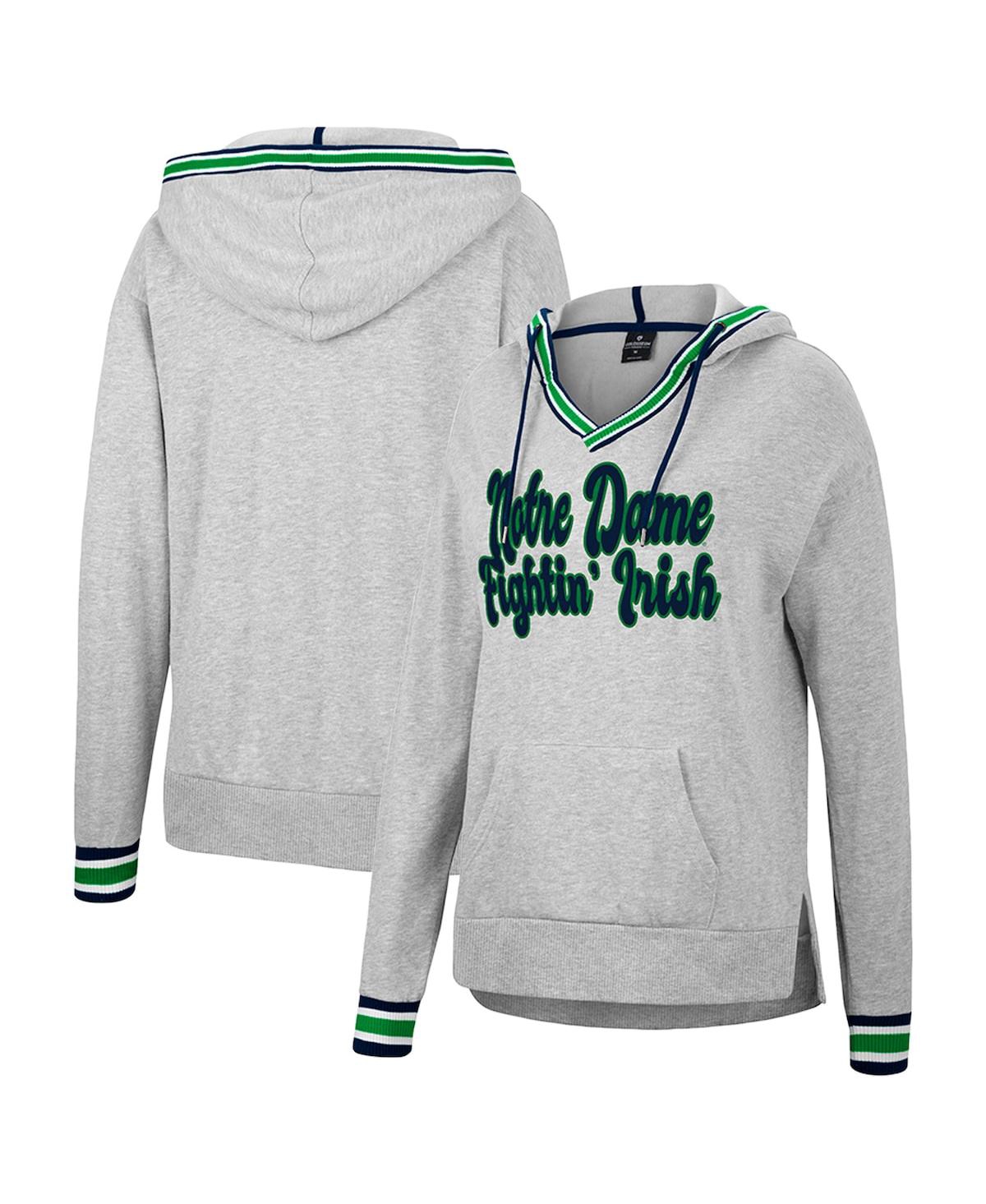Colosseum Women's  Heathered Gray Notre Dame Fighting Irish Andy V-neck Pullover Hoodie
