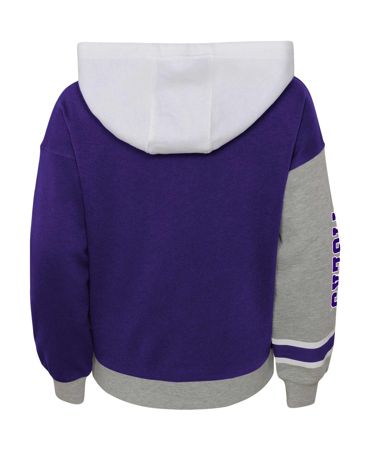 Shop Outerstuff Big Girls Purple Distressed Lsu Tigers True Fan Soft Fleece Pullover Hoodie