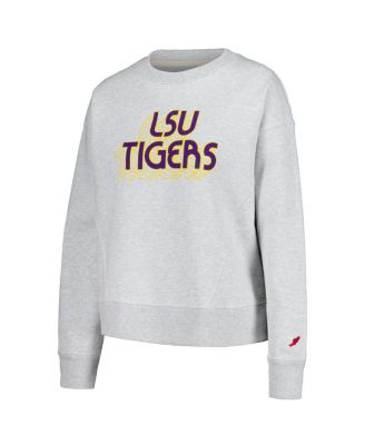 Women's Ash LSU Tigers Boxy Pullover Sweatshirt