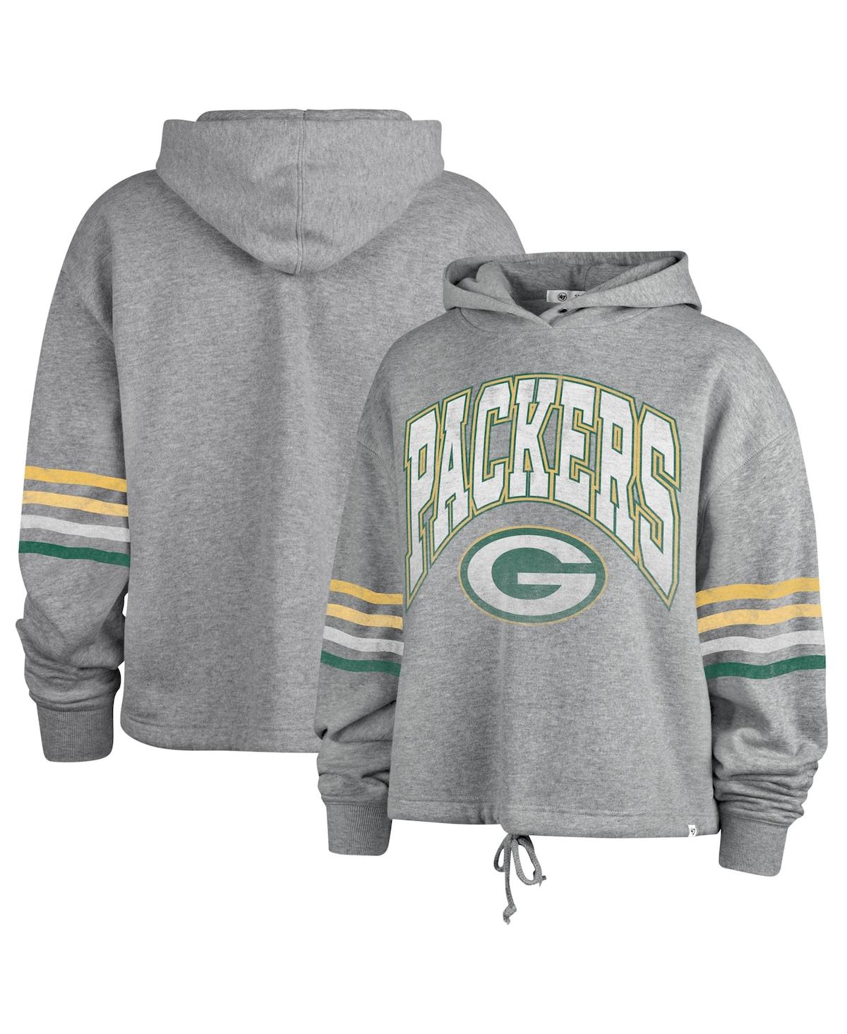 47 BRAND WOMEN'S '47 BRAND HEATHER GRAY DISTRESSED GREEN BAY PACKERS UPLAND BENNETT PULLOVER HOODIE 