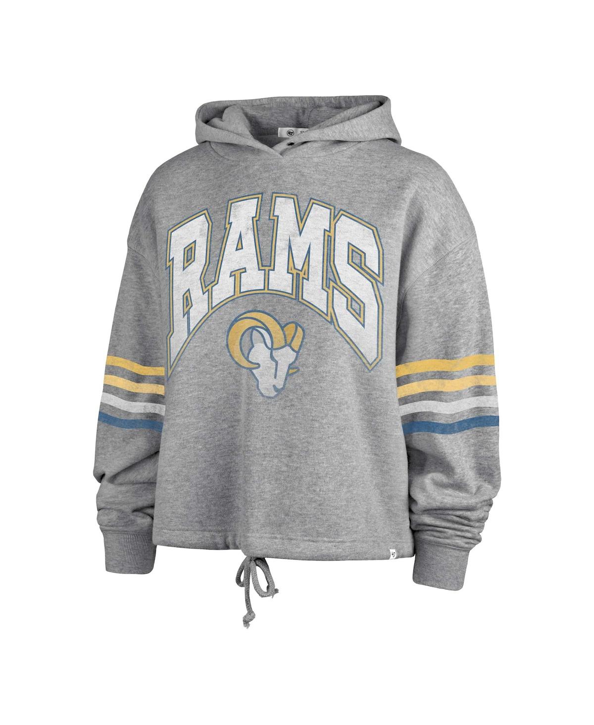 47 BRAND WOMEN'S '47 BRAND HEATHER GRAY DISTRESSED LOS ANGELES RAMS UPLAND BENNETT PULLOVER HOODIE 