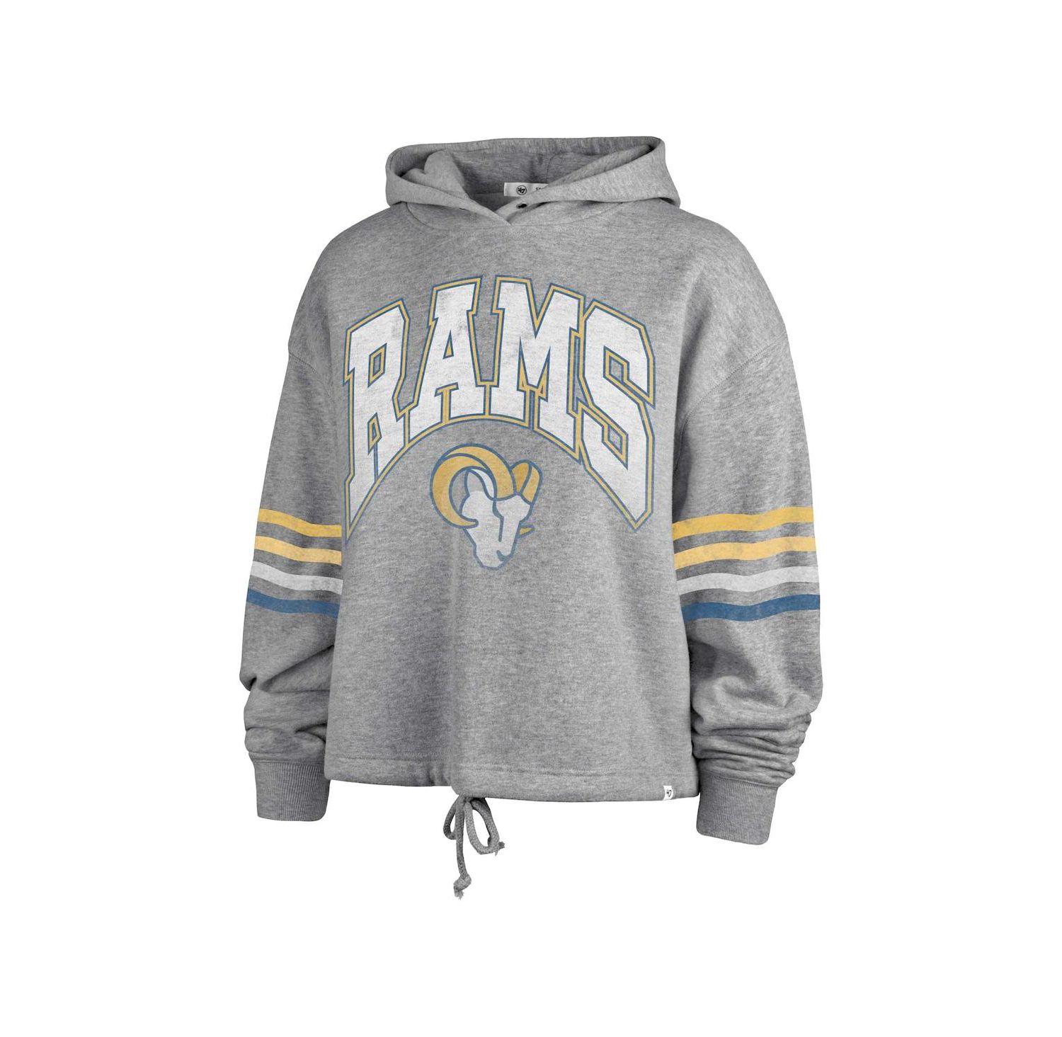 Women's Heather Gray Distressed Los Angeles Rams Upland Bennett Pullover Hoodie