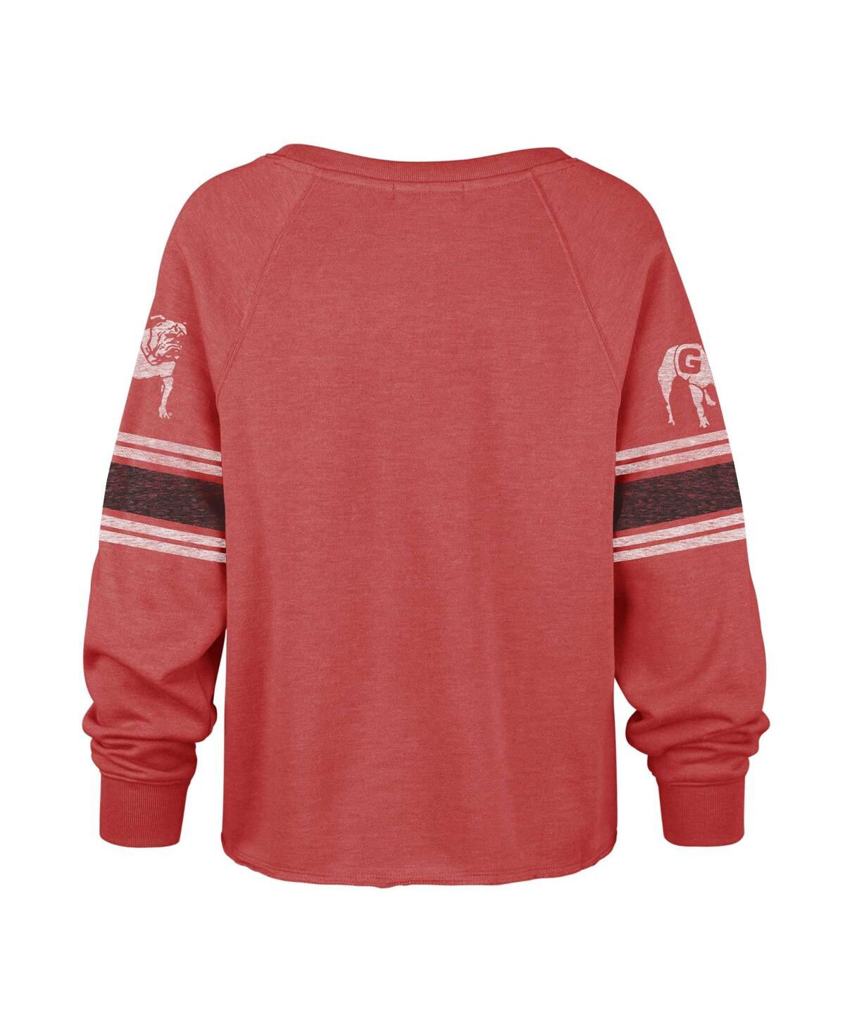 Shop 47 Brand Women's ' Red Distressed Georgia Bulldogs Allie Modest Raglan Long Sleeve Cropped T-shirt