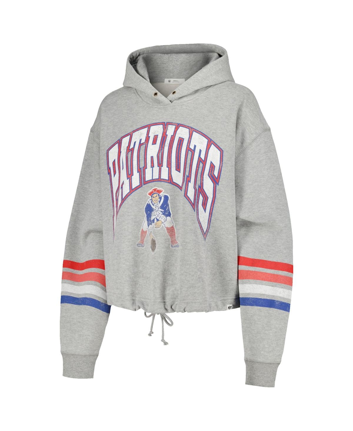 47 BRAND WOMEN'S '47 BRAND HEATHER GRAY DISTRESSED NEW ENGLAND PATRIOTS UPLAND BENNETT PULLOVER HOODIE 