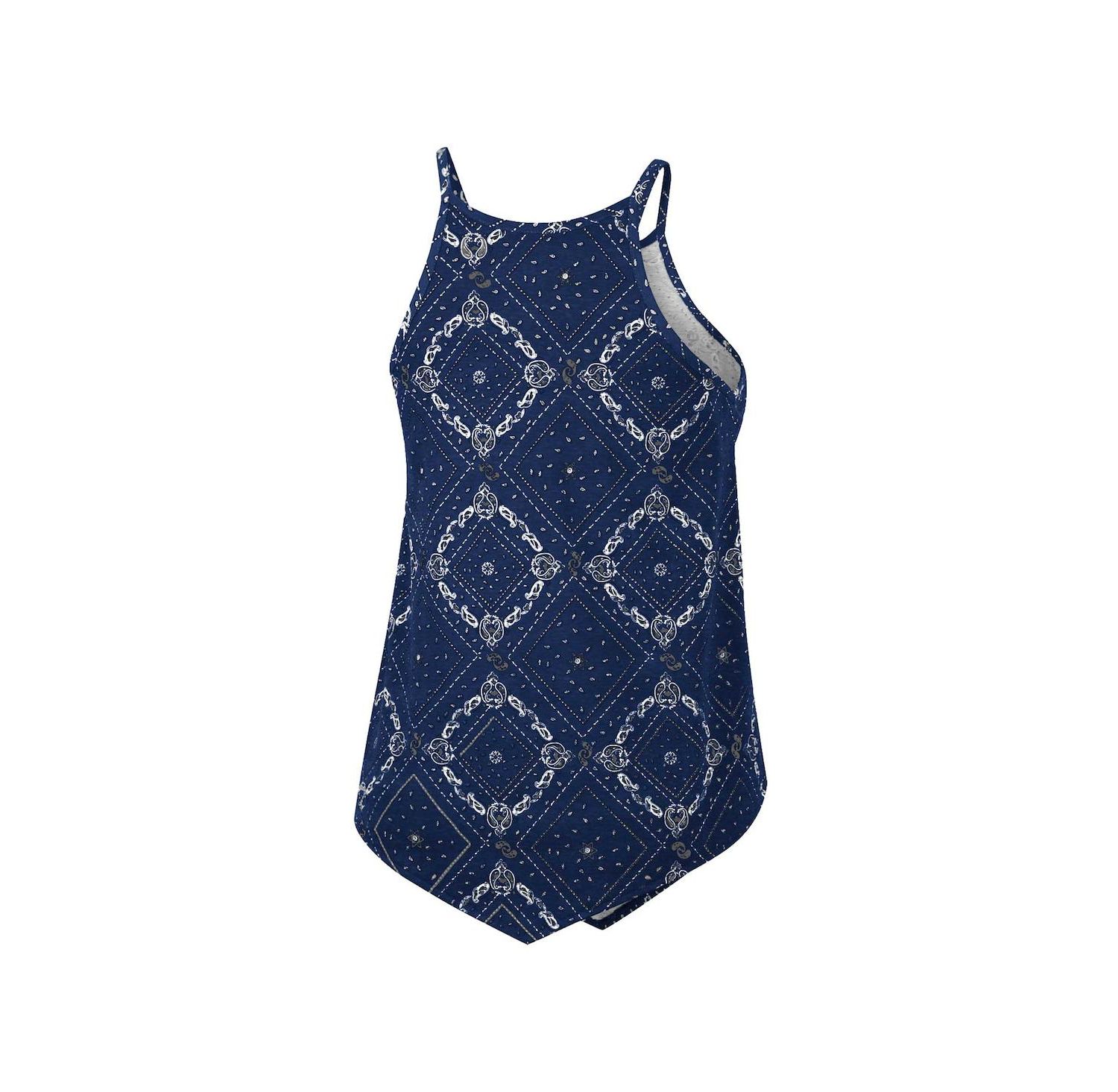Women's x Wrangler Navy Distressed Michigan Wolverines Bandana Tank Top