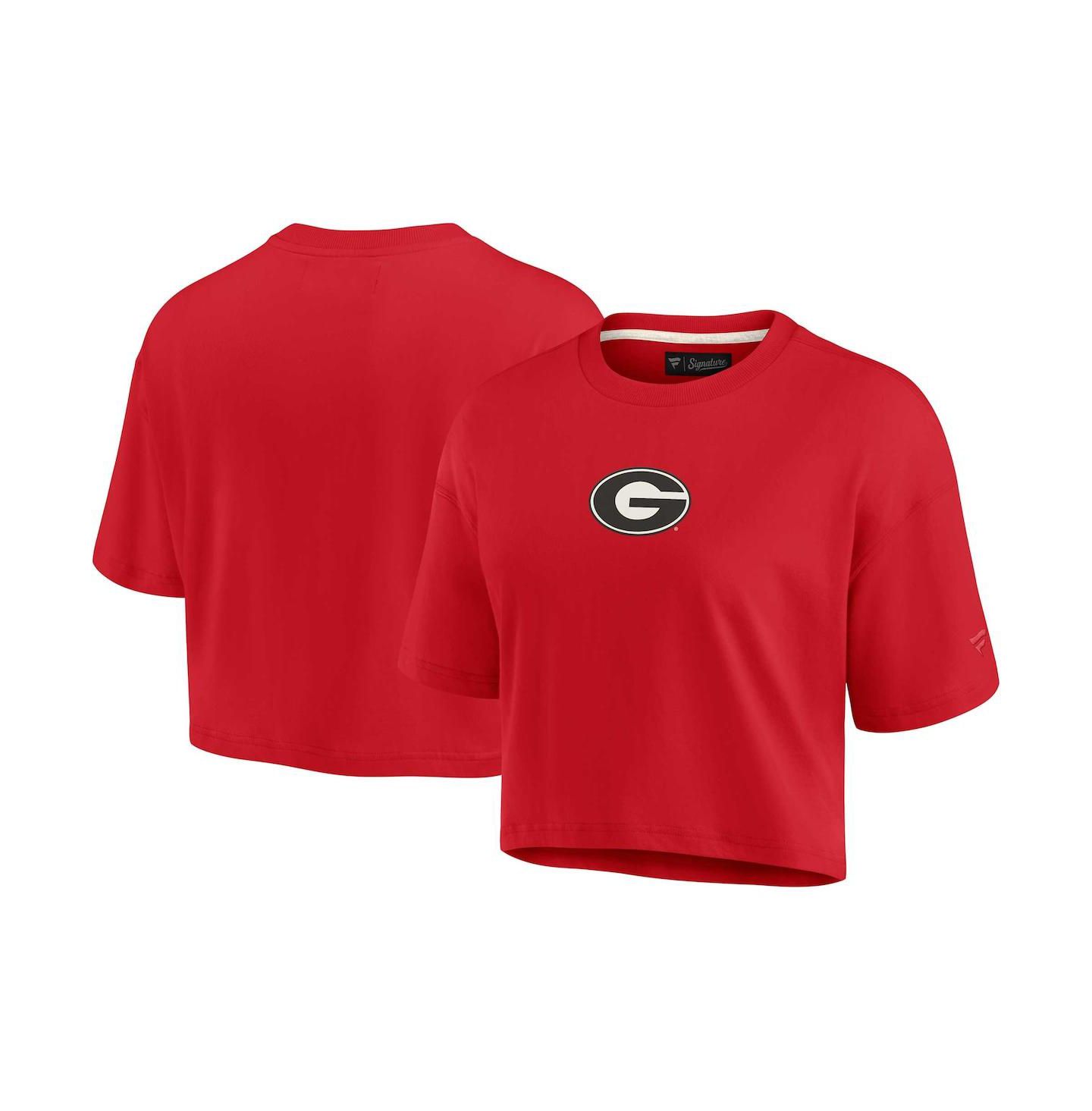 Женская футболка Fanatics Signature Red Georgia Bulldogs Super Soft Boxy Cropped — фото 1
