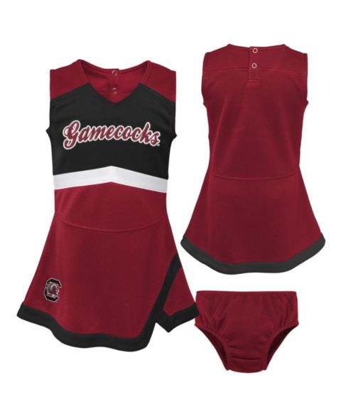 Outerstuff Girls Toddler Garnet, Black South Carolina Gamecocks Two-Piece Cheer Captain Jumper Dress and Bloomers Set
