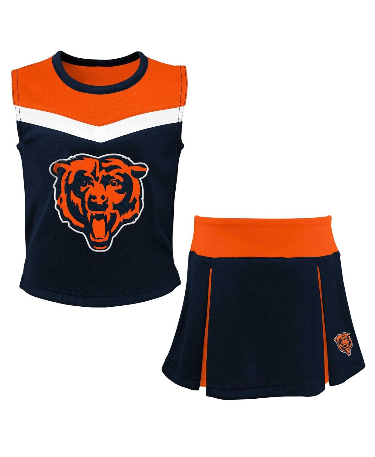 Outerstuff Kids' Big Girls Navy Chicago Bears Spirit Two-piece Cheerleader Set