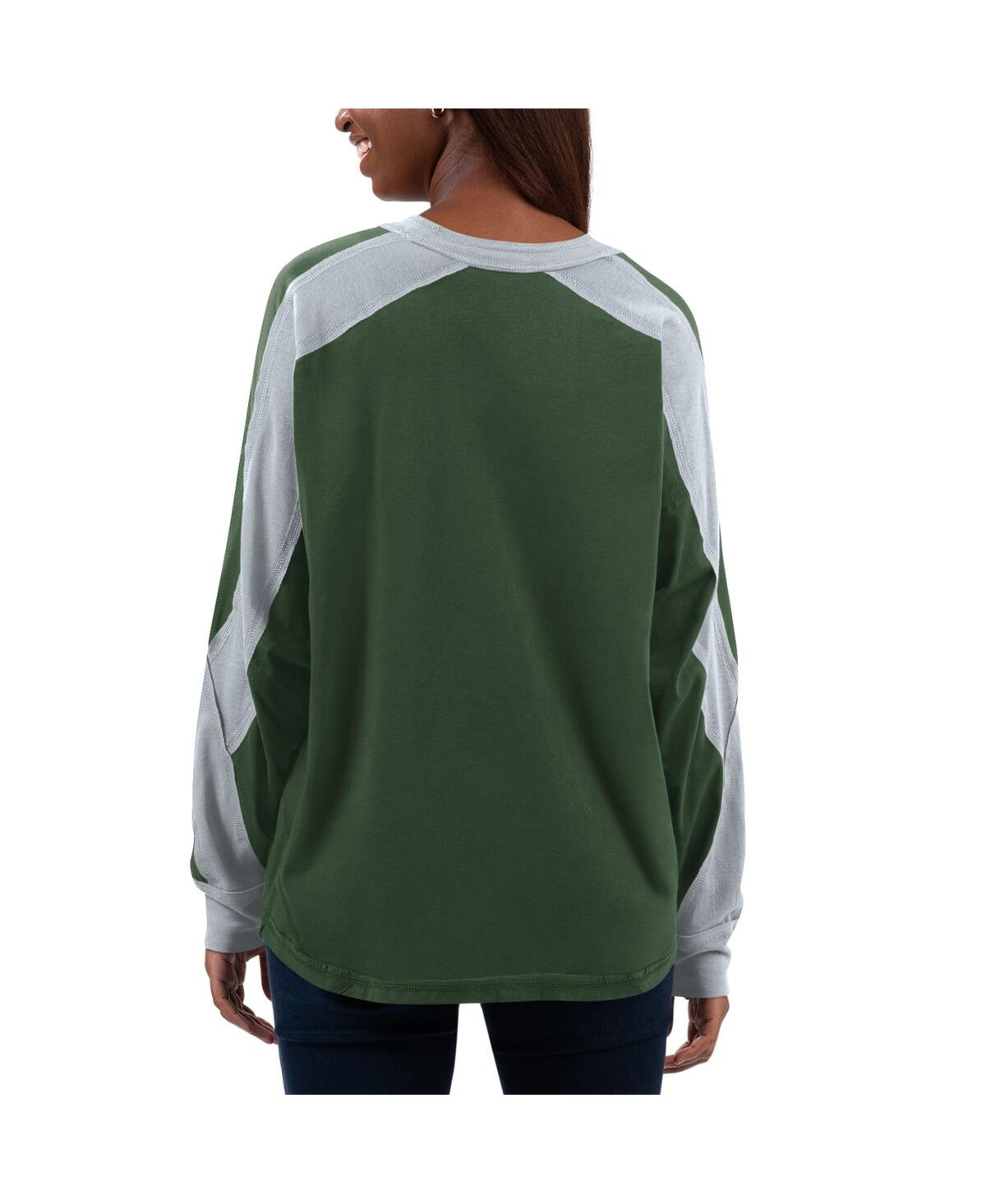 Shop G-iii 4her By Carl Banks Women's  Green, Gray Michigan State Spartans Smash Oversized Long Sleeve T-s In Green,gray