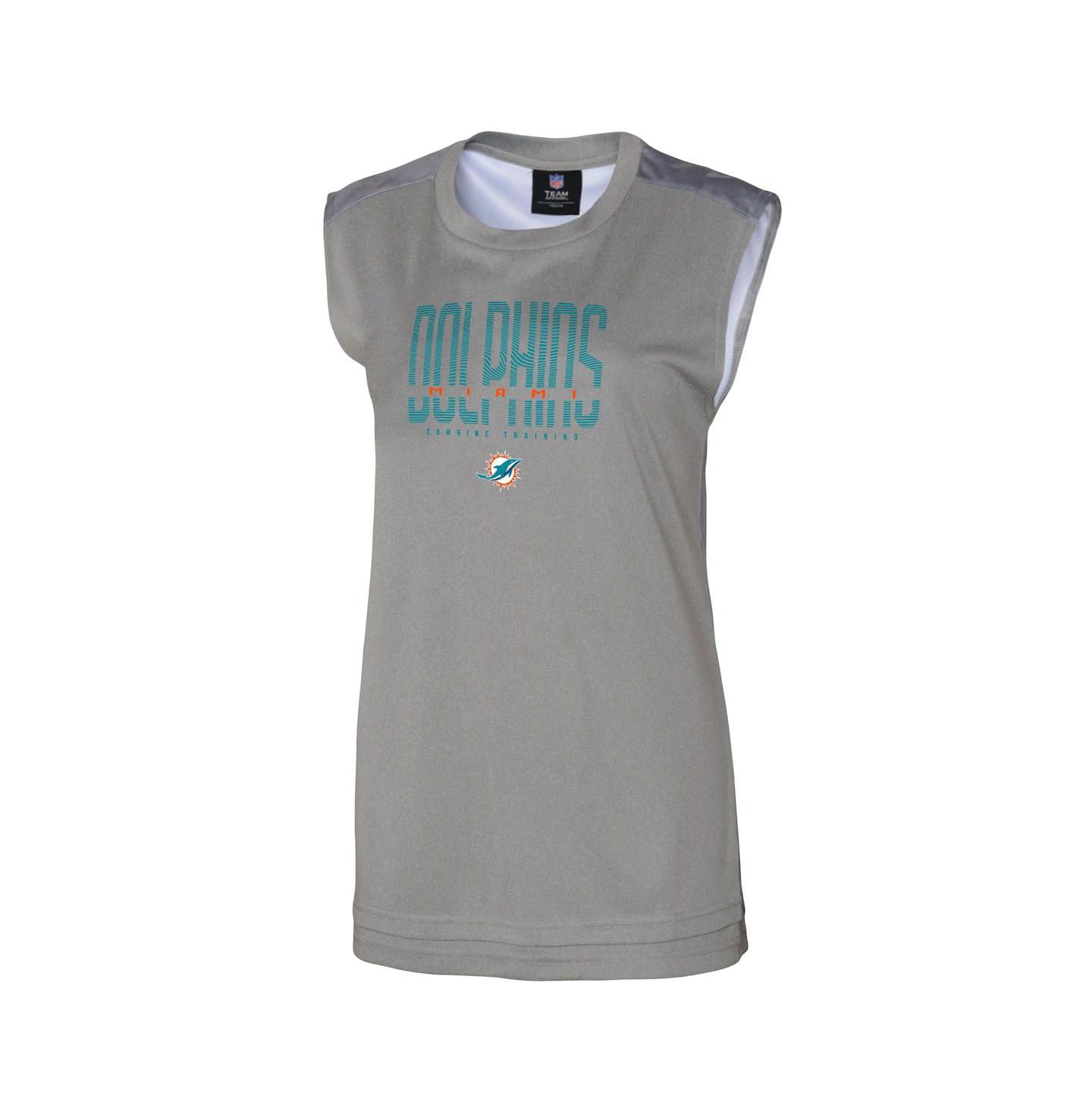 Женский топ Outerstuff Gray Miami Dolphins No Sweat Tank Top — фото 2