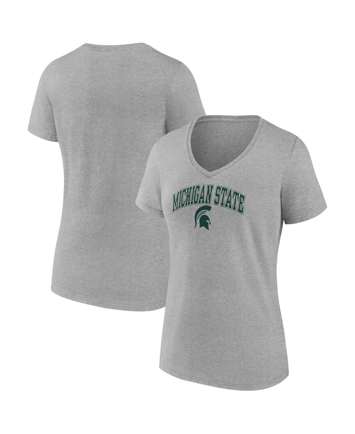 Women's Fanatics Heather Gray Michigan State Spartans Evergreen Campus V-Neck T-shirt - Heather Gray