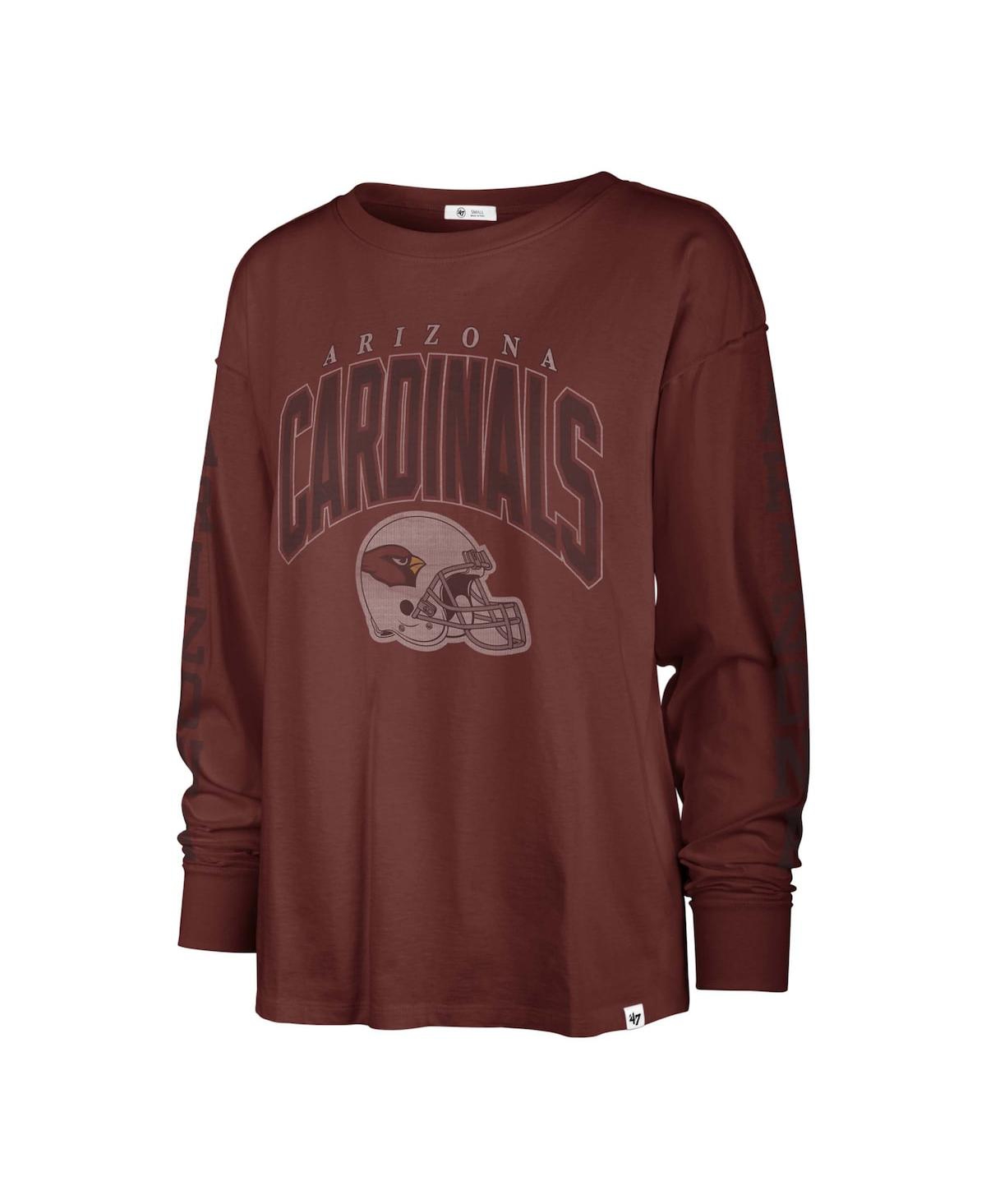 47 BRAND WOMEN'S '47 BRAND CARDINAL DISTRESSED ARIZONA CARDINALS TOM CAT LONG SLEEVE T-SHIRT 