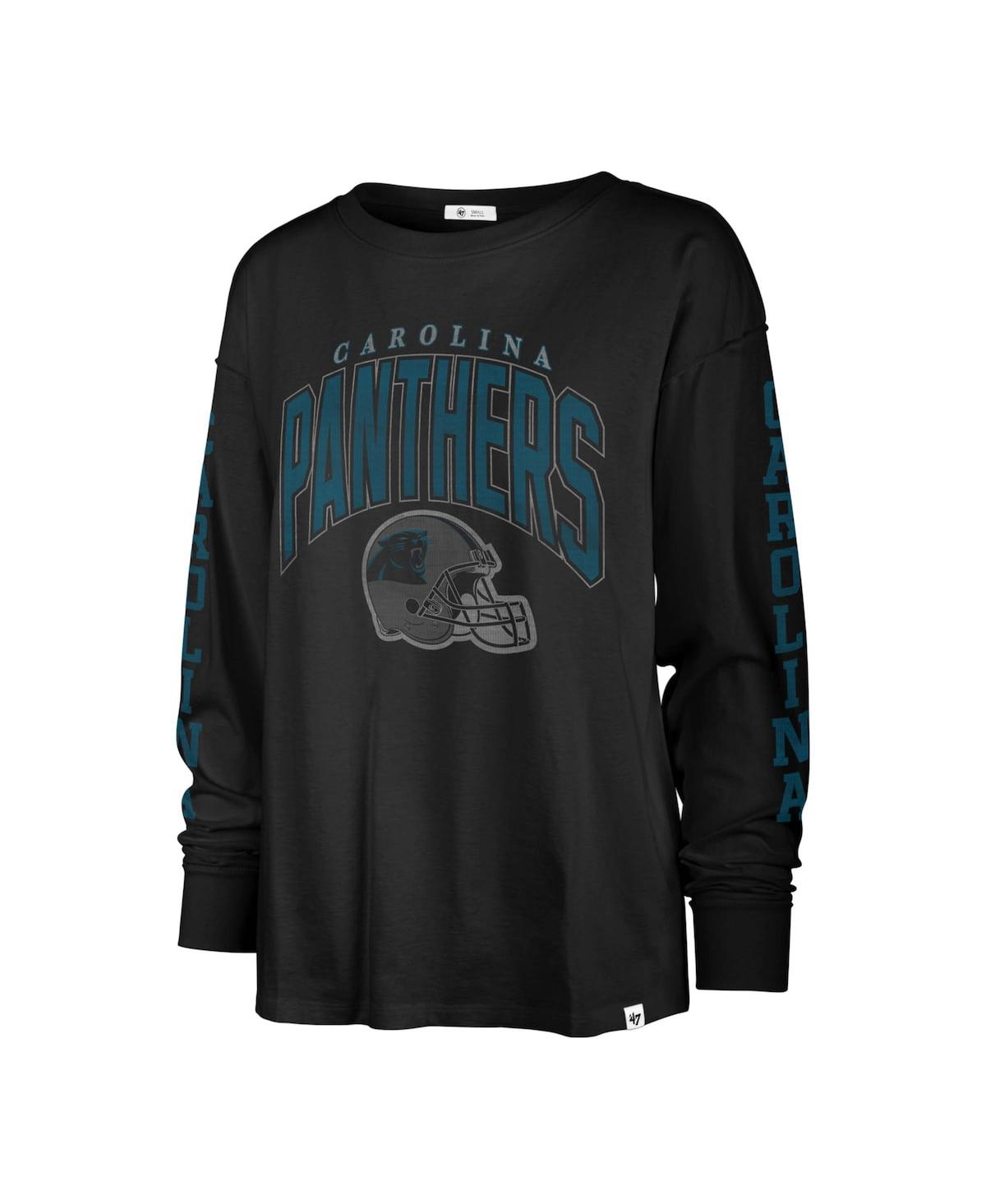 Shop 47 Brand Women's ' Black Distressed Carolina Panthers Tom Cat Long Sleeve T-shirt