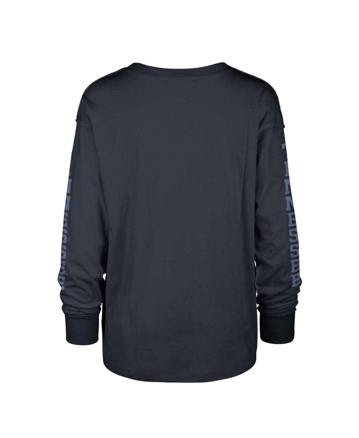 Shop 47 Brand Women's ' Navy Distressed Tennessee Titans Tom Cat Long Sleeve T-shirt