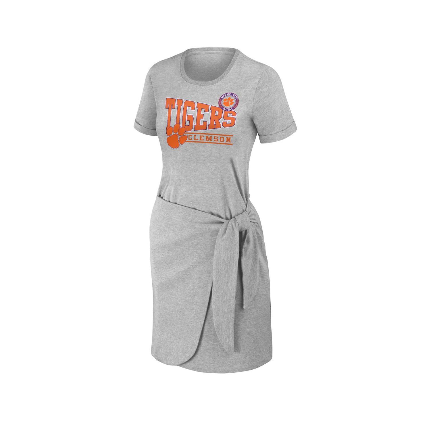 Women's Heather Gray Clemson Tigers Knotted T-shirt Dress