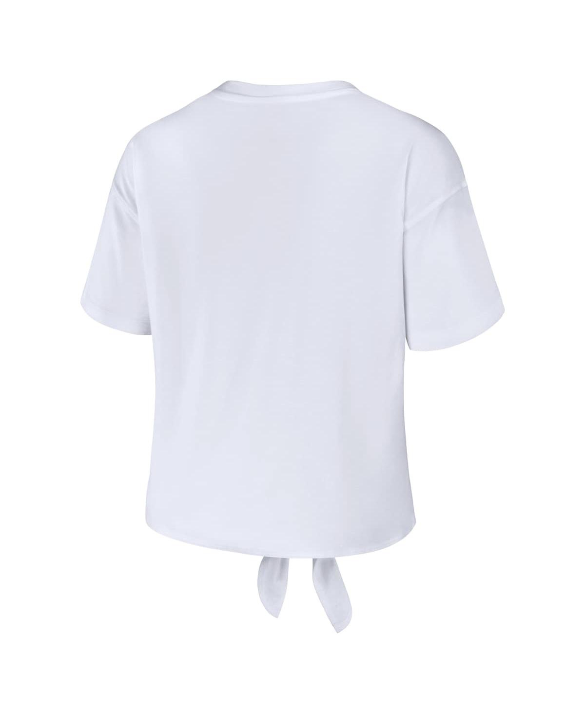 Shop Wear By Erin Andrews Women's  White Nebraska Huskers Striped Front Knot Cropped T-shirt
