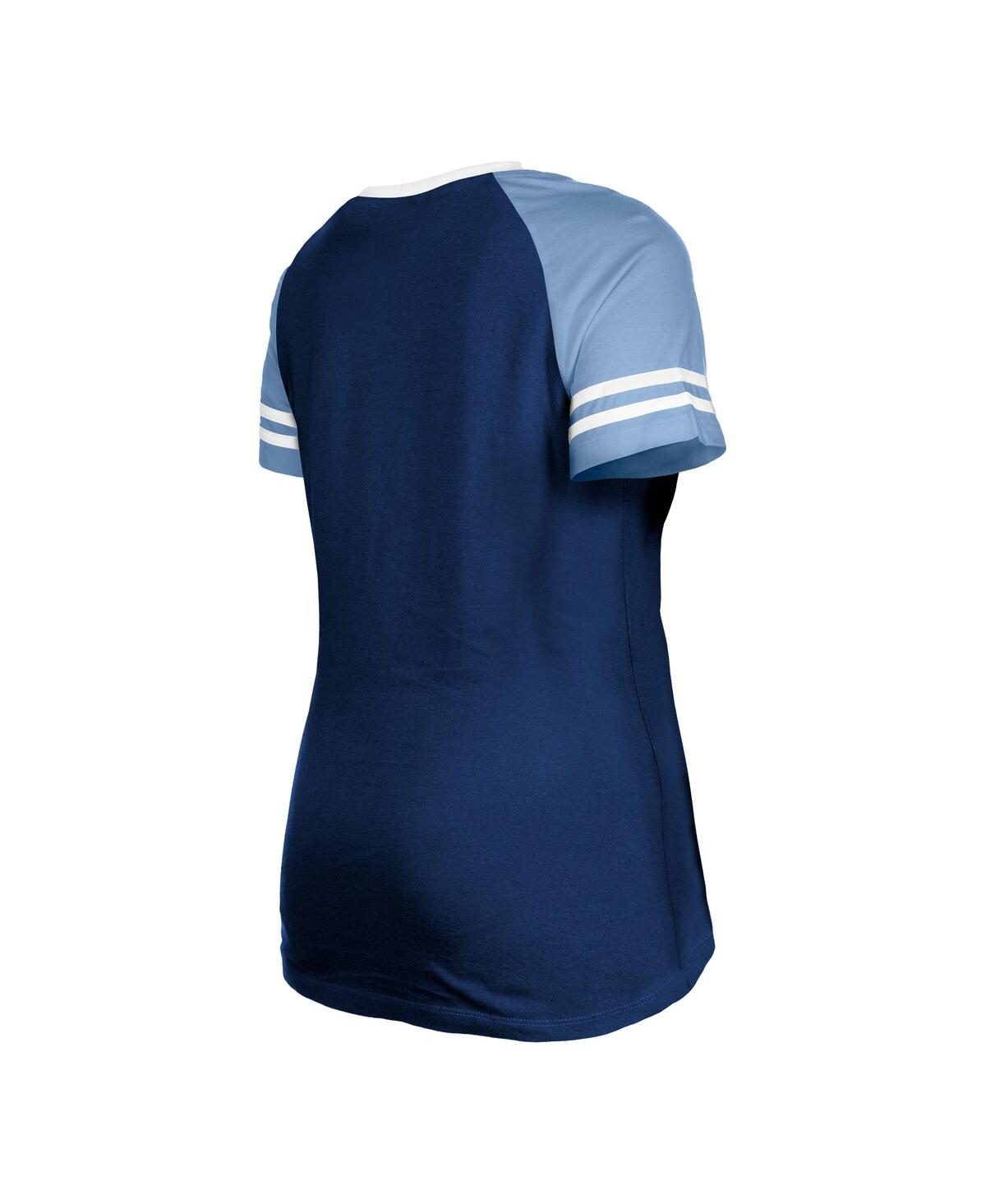 NEW ERA WOMEN'S NEW ERA NAVY TENNESSEE TITANS RAGLAN LACE-UP T-SHIRT 