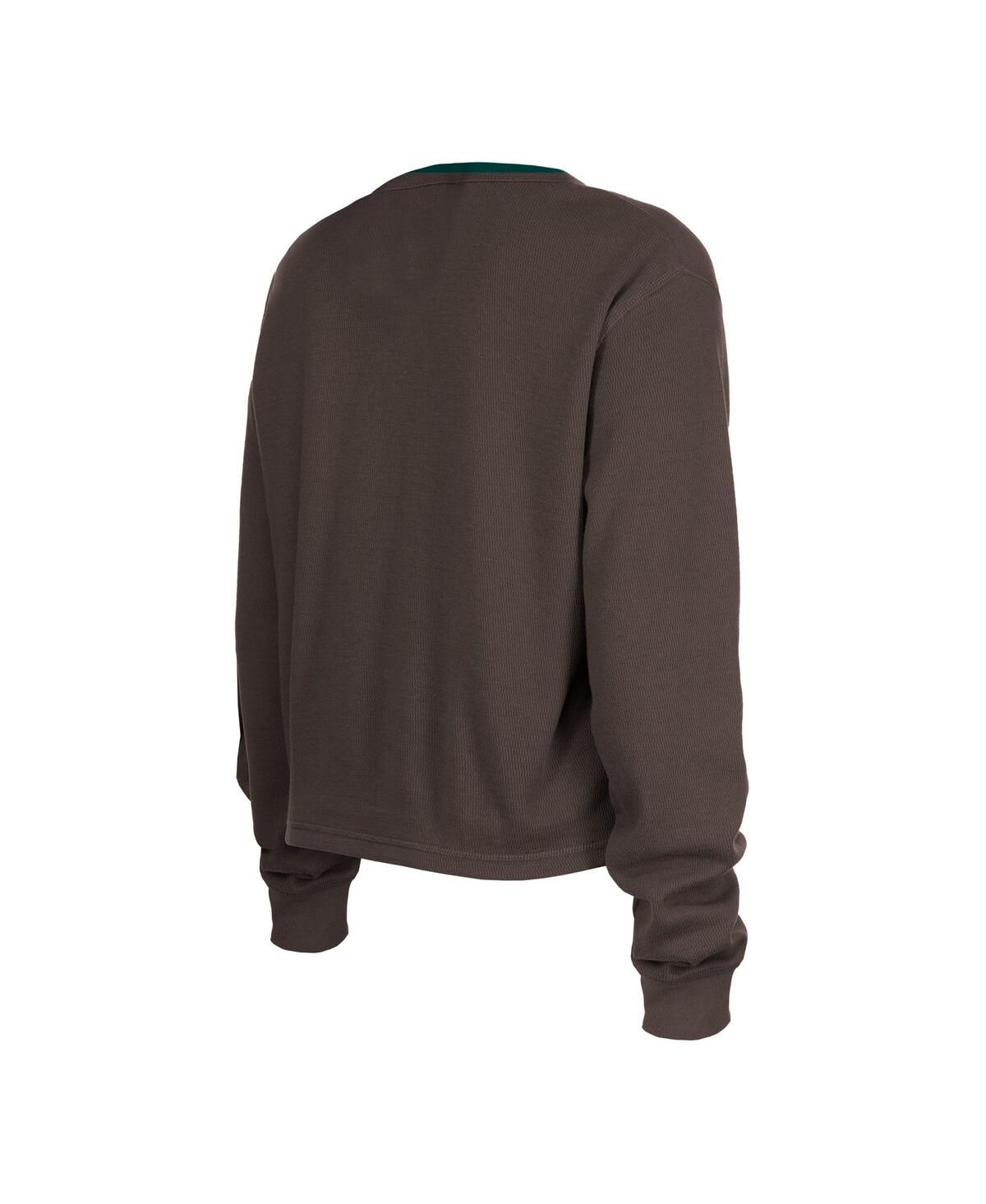 NEW ERA WOMEN'S NEW ERA BROWN CLEVELAND BROWNS THERMAL CROP LONG SLEEVE T-SHIRT 