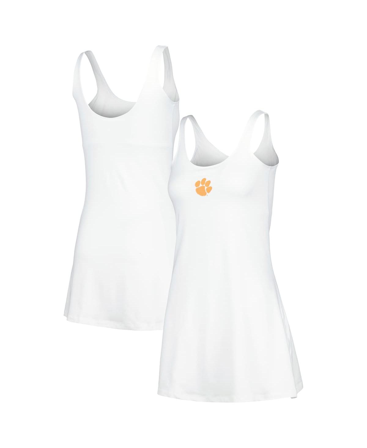Zoozatz Women's  White Clemson Tigers Logo Scoop Neck Dress