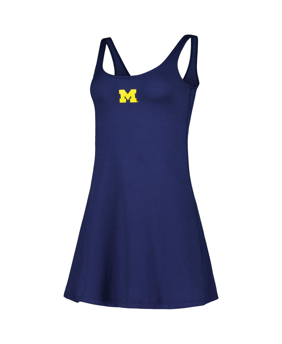 Shop Zoozatz Women's  Navy Michigan Wolverines Logo Scoop Neck Dress