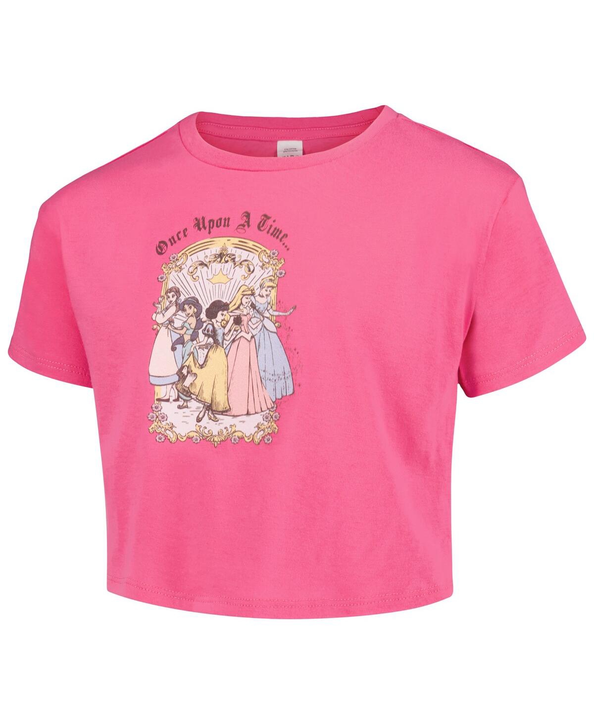 Shop Mad Engine Big Girls  Pink Distressed Disney Princess Vintage-like Cropped T-shirt