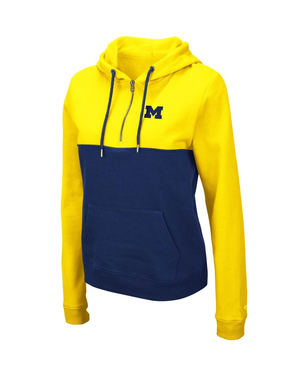 Colosseum Women's  Maize, Navy Michigan Wolverines Aidan Lightweight Quarter-zip Hoodie In Maize,navy