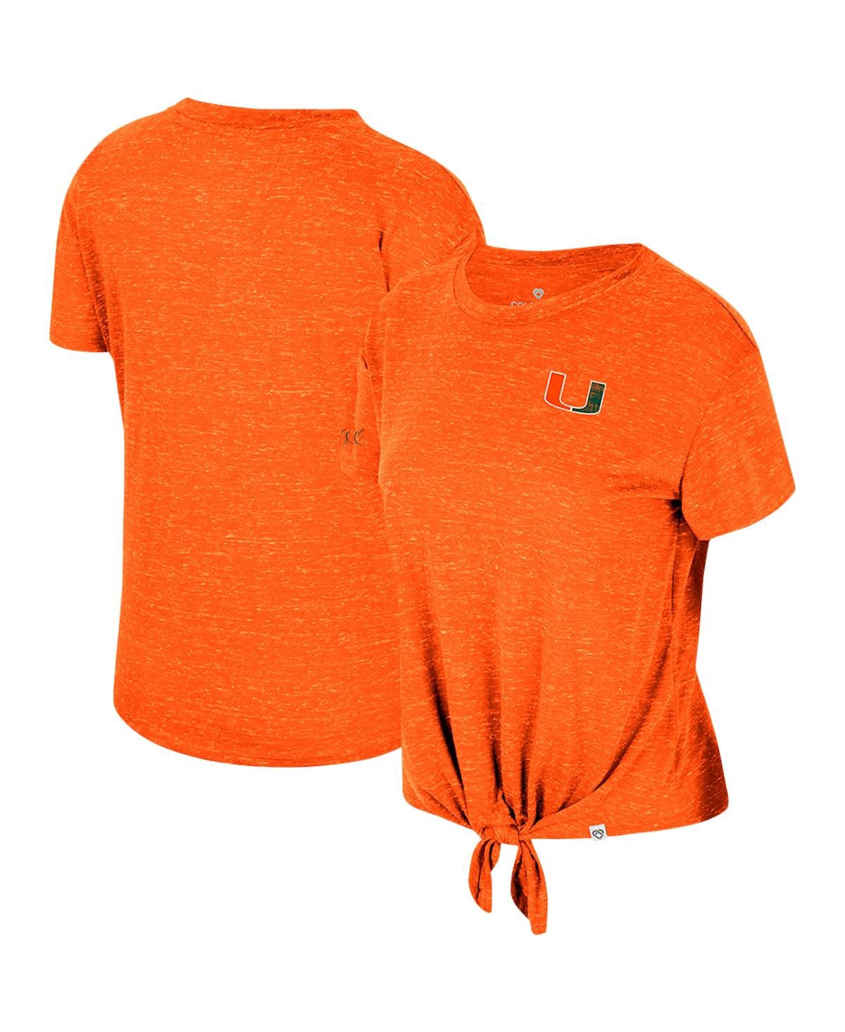 Colosseum Women's  Orange Distressed Miami Hurricanes Finalists Tie-front T-shirt