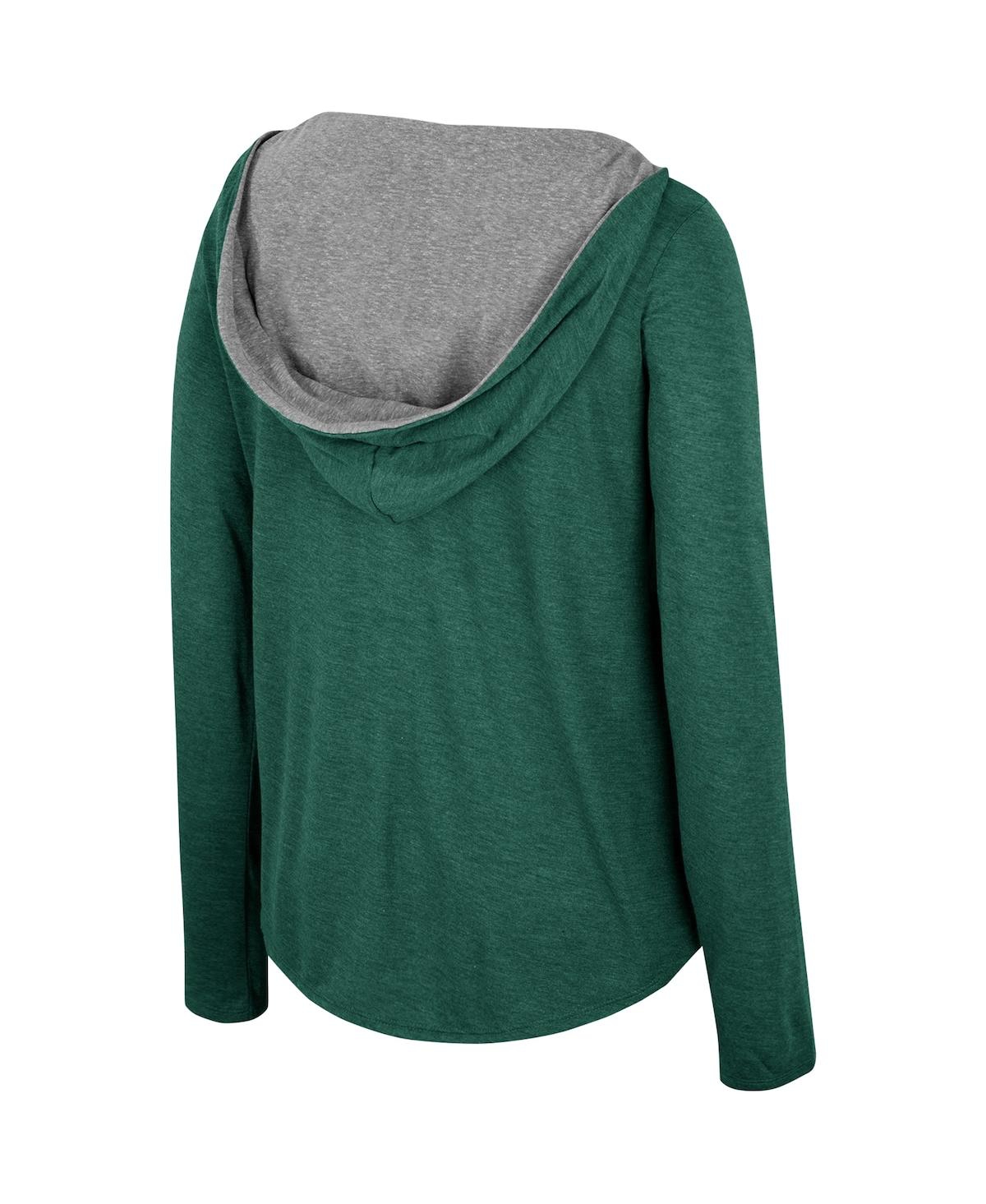 Shop Colosseum Women's  Green Miami Hurricanes Distressed Heather Long Sleeve Hoodie T-shirt