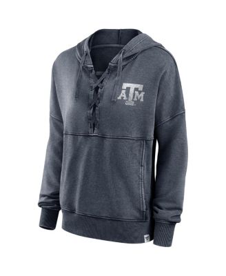 Women's Heathered Charcoal Distressed Texas A&M Aggies Overall Speed Lace-Up Pullover Hoodie