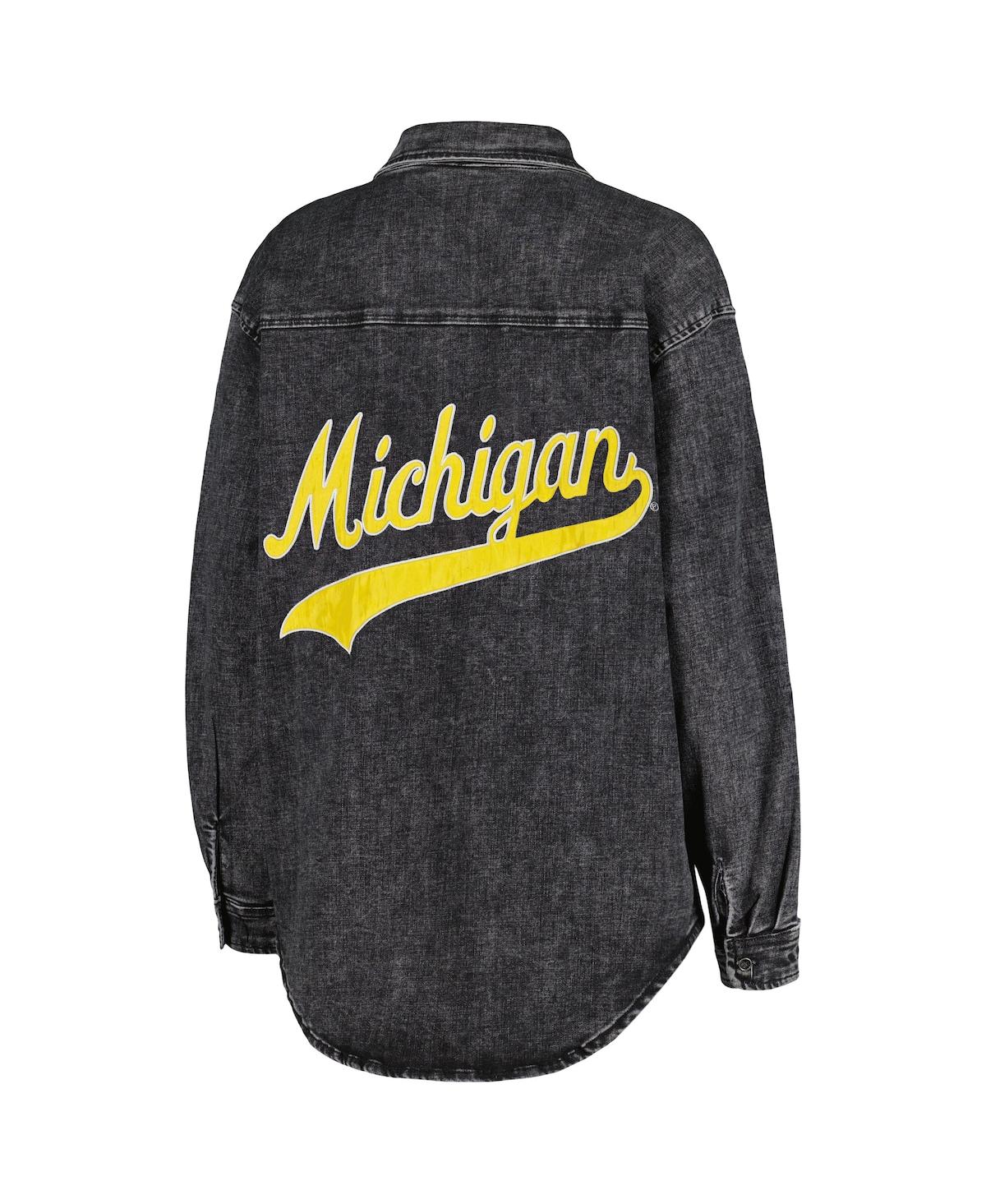 Shop Gameday Couture Women's  Charcoal Michigan Wolverines Multi-hit Tri-blend Oversized Button-up Denim J