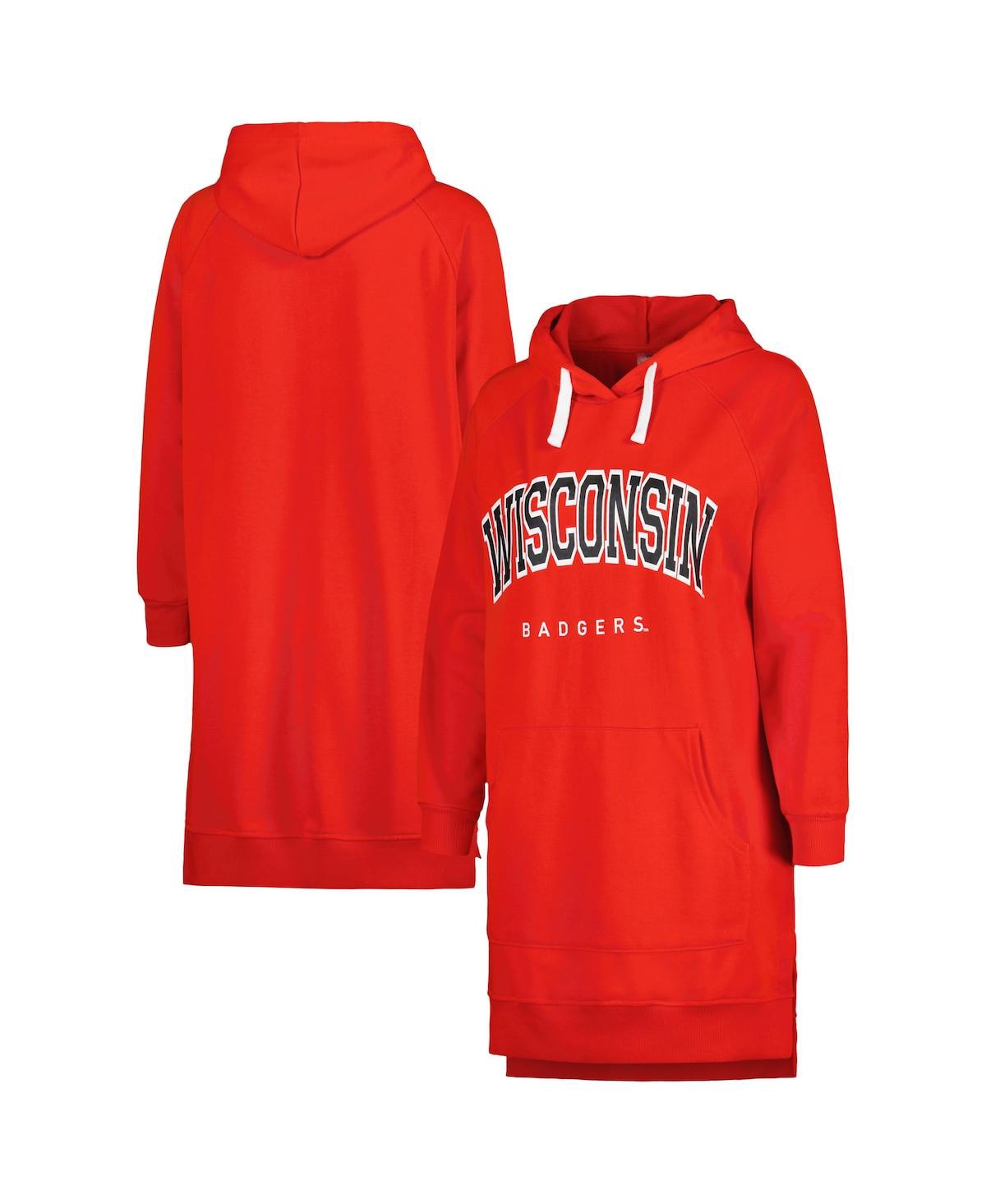 Shop Gameday Couture Women's  Red Wisconsin Badgers Take A Knee Raglan Hooded Sweatshirt Dress