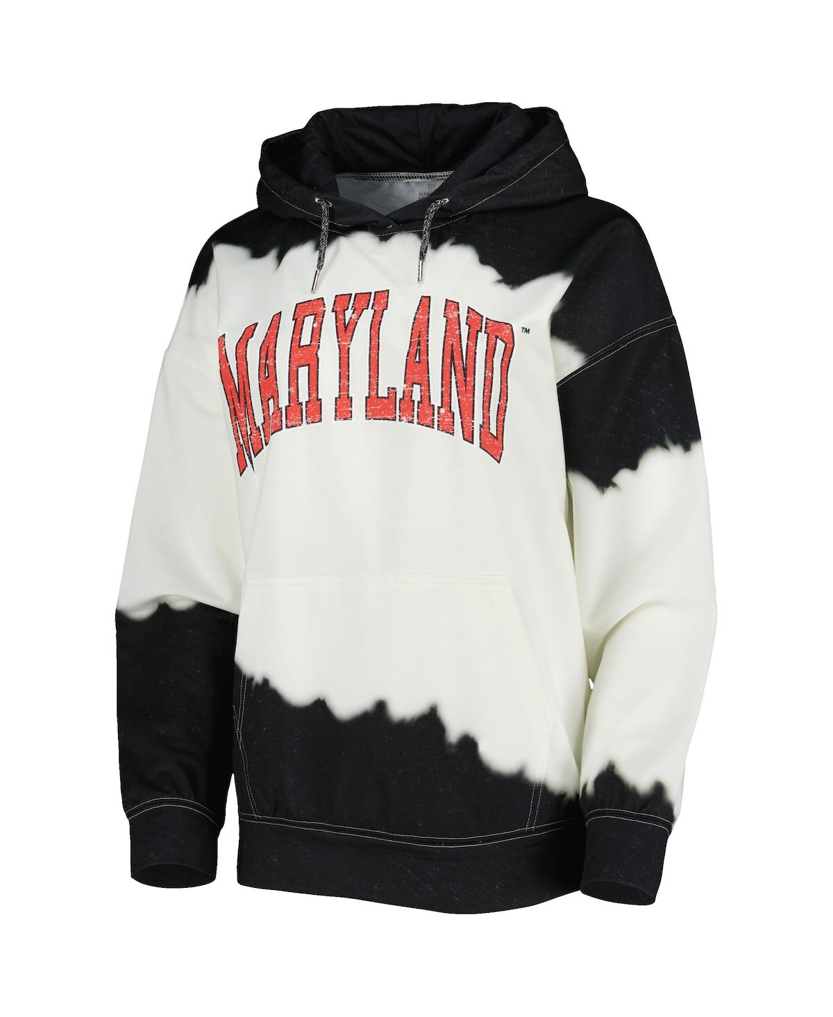 Women's Gameday Couture Black Distressed Maryland Terrapins For the Fun Double Dip-Dyed Pullover Hoodie - Black