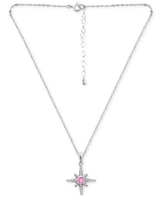 Cubic Zirconia Celestial Star Pendant Necklace in Sterling Silver, 16" + 2" extender, Created for Macy's