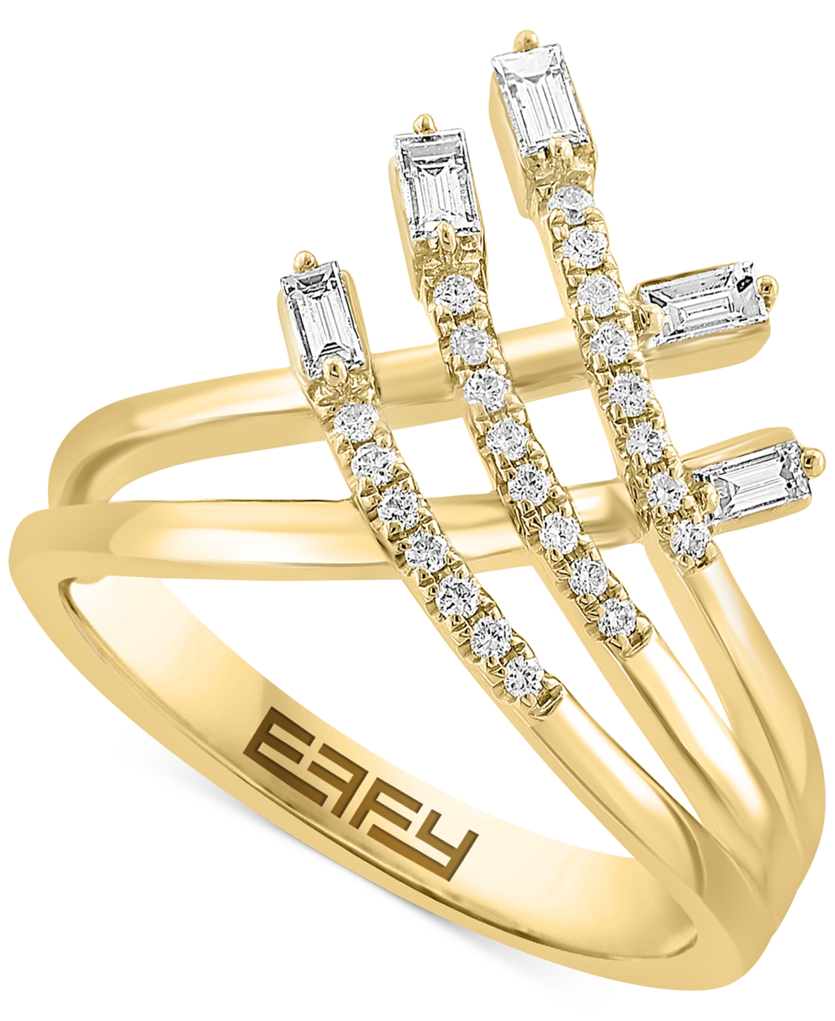 Effy Collection Effy Diamond Round & Baguette Openwork Crossover Ring (1/3 Ct. T.w.) In 14k Gold