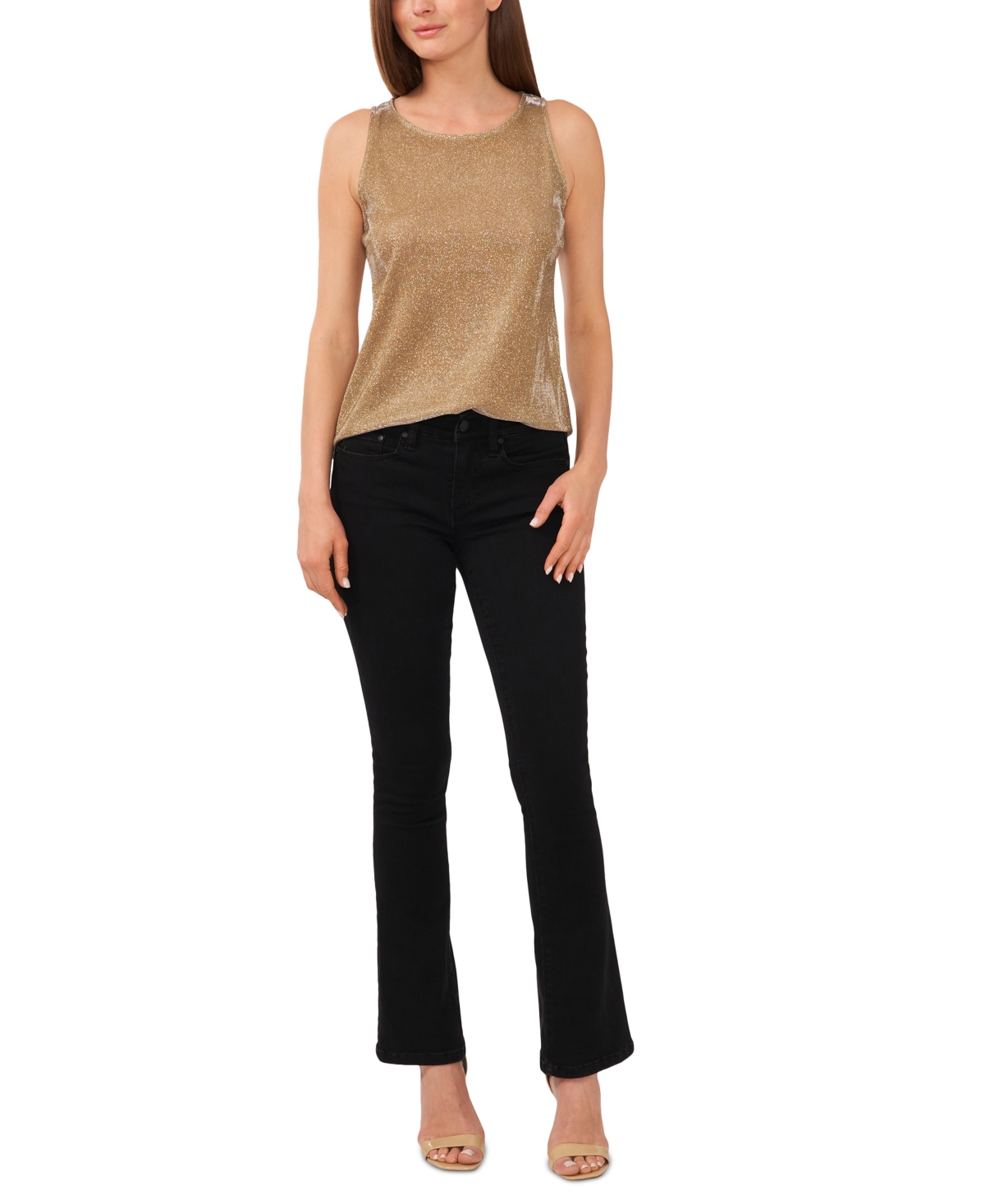 Vince Camuto Women's Metallic Keyhole-Back Sleeveless Top