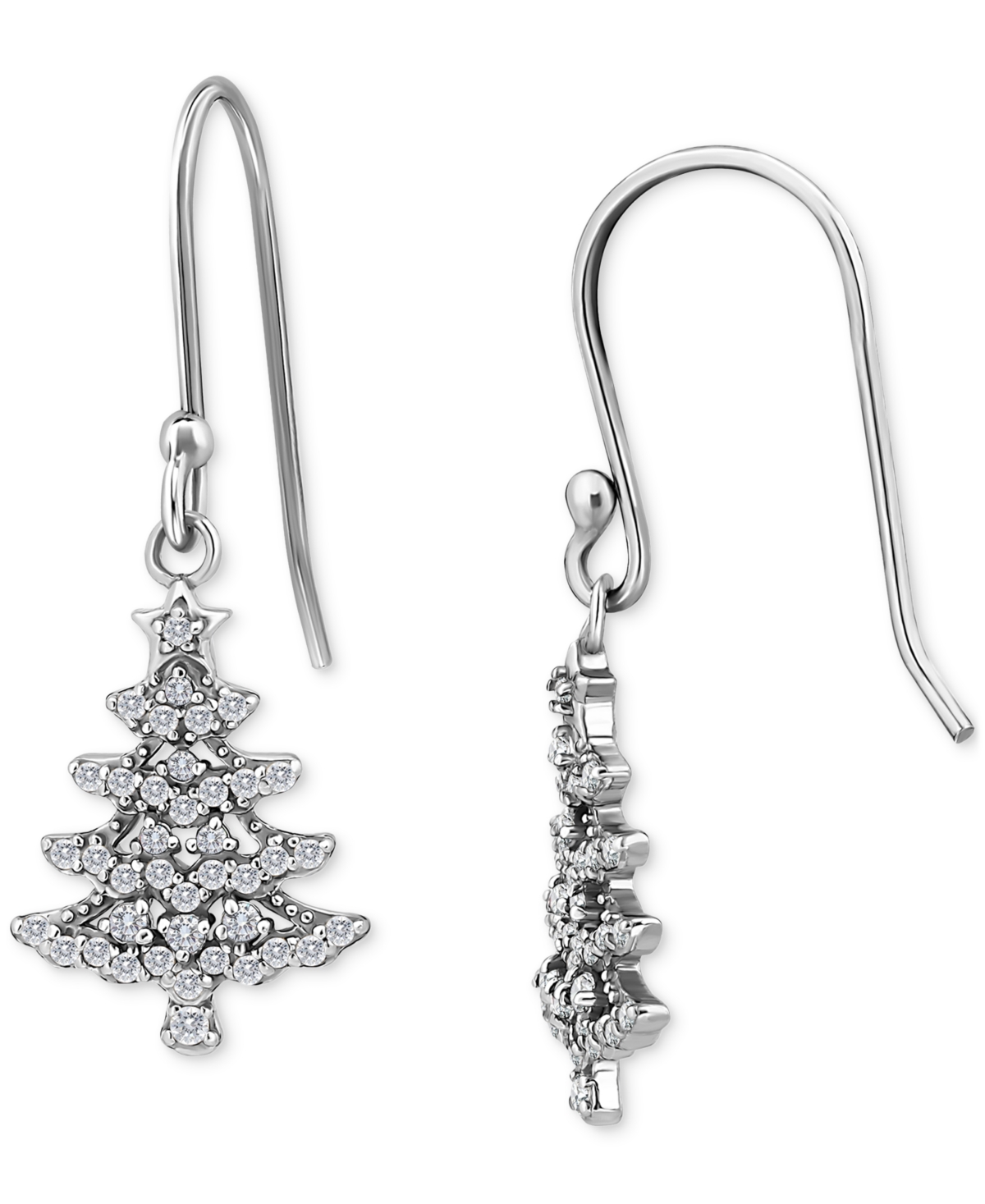 Giani Bernini Cubic Zirconia Christmas Tree Drop Earrings, Created for Macy's -White