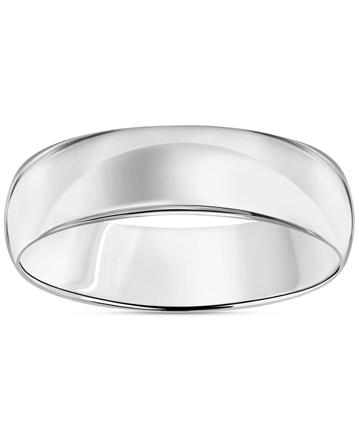 Macy's Men's Polished Comfort Fit Wedding Band in Platinum - Macy's