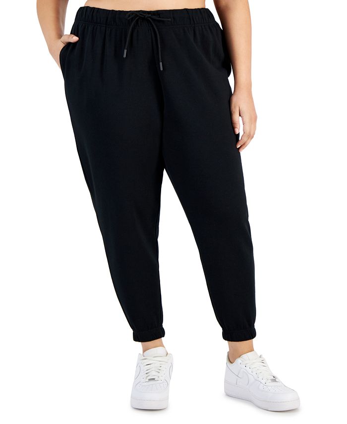 ID Ideology Plus Size High-Rise Solid Fleece Jogger Pants, Created