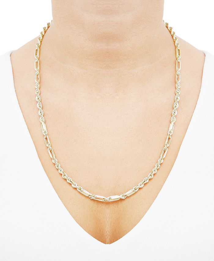 Macy's Paperclip & Rope Link 24" Chain Necklace (51/5mm) in 14k Gold