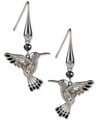 Patricia Nash - Silver-Tone Mixed Crystal Hummingbird Drop Earrings