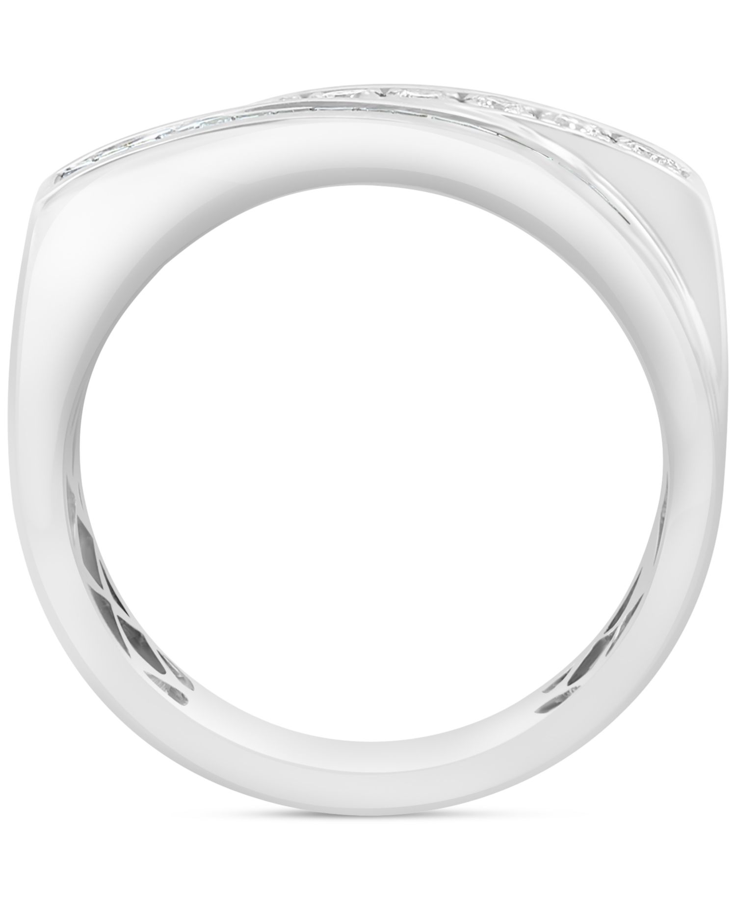 EFFY® Diamond Baguette & Round Double Row Ring (1/2 ct. t.w.) in 14k White Gold