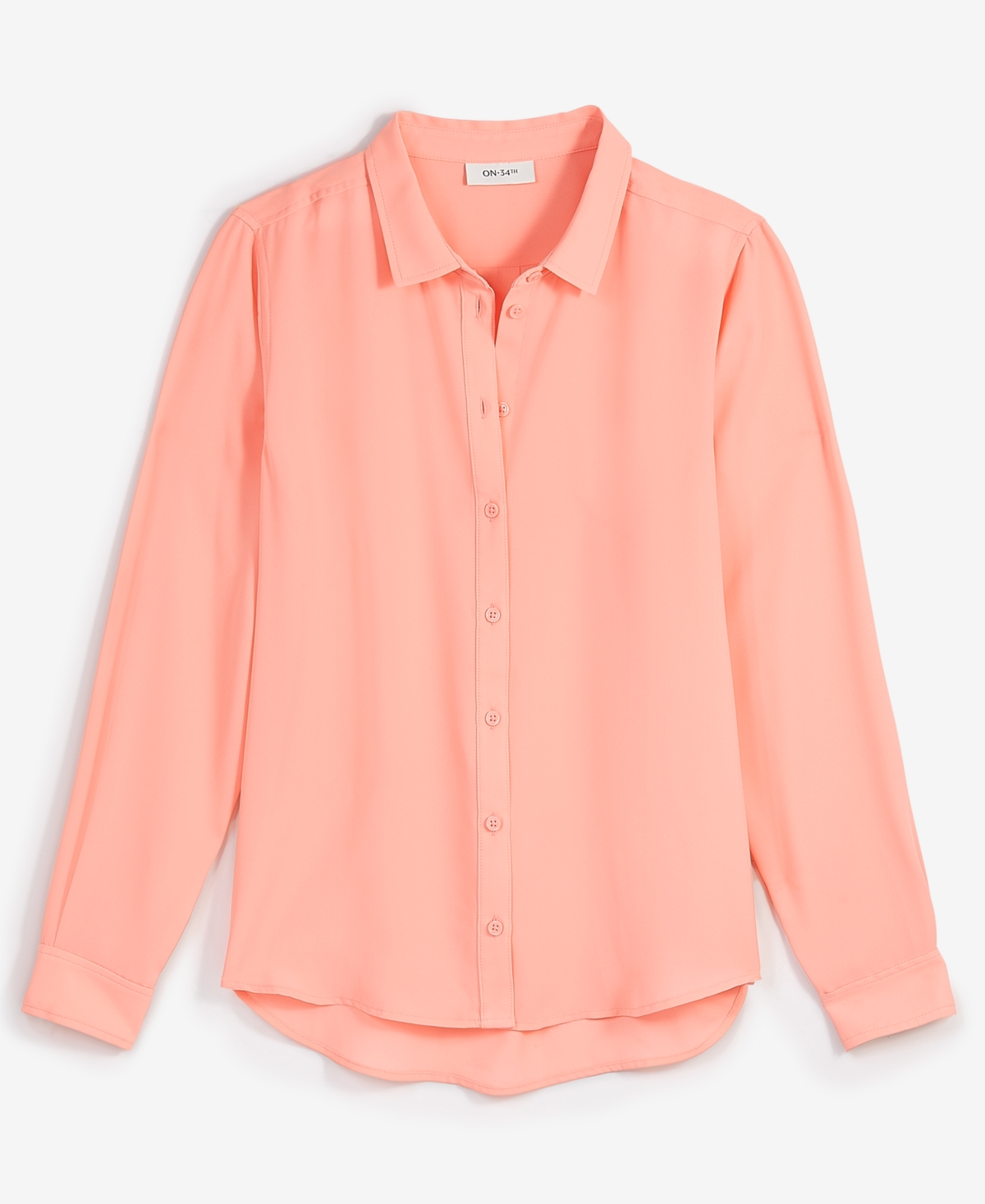 On 34th Women's Button-front Crepe Shirt, Created For Macy's In Salmon Rose