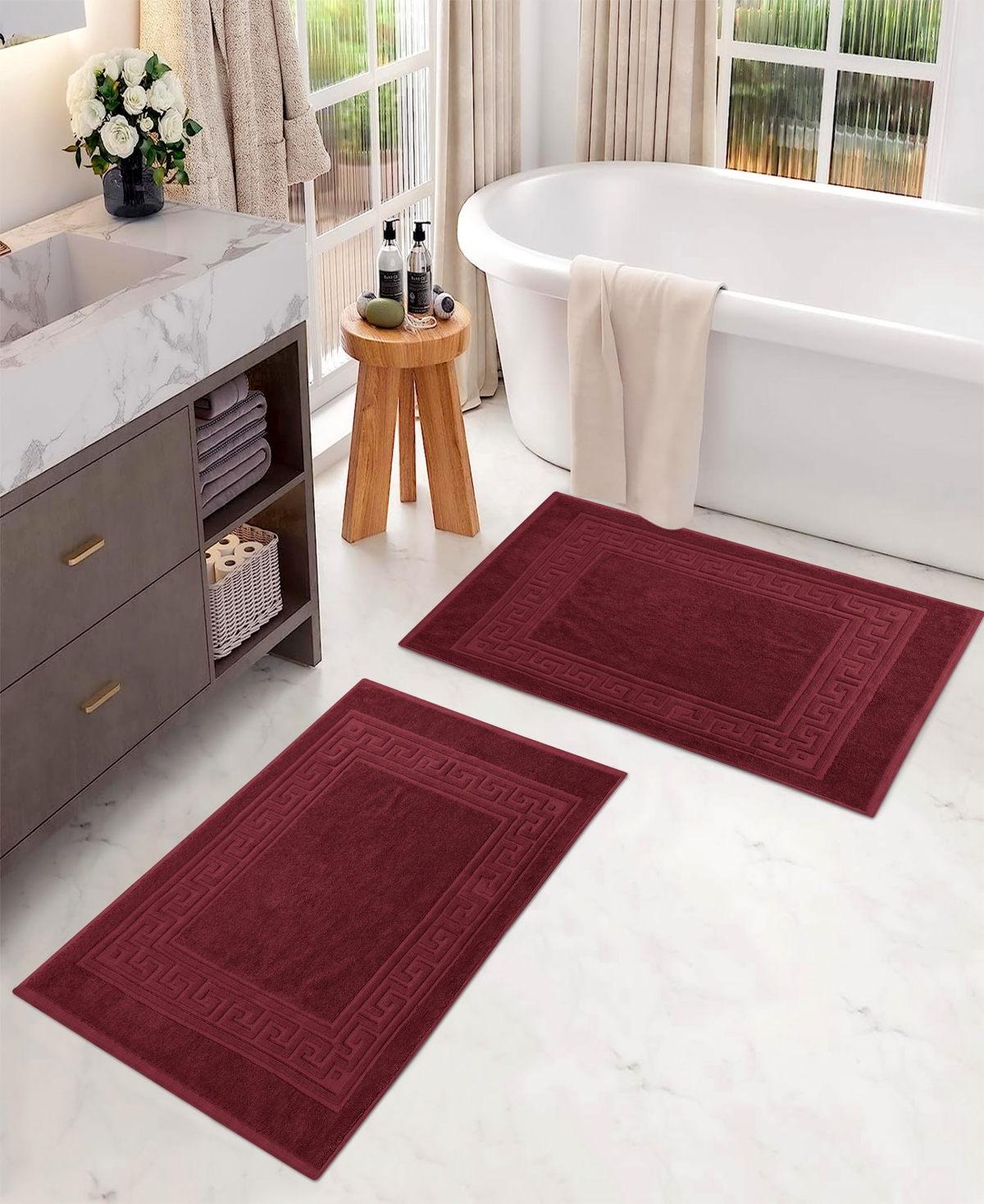 Superior Cotton Greek Key Infinity Border 2-Pc. Bath Rug Set
