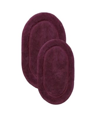Oval Solid Non-Skid Washable Cotton 2-Pc. Bath Rug Set