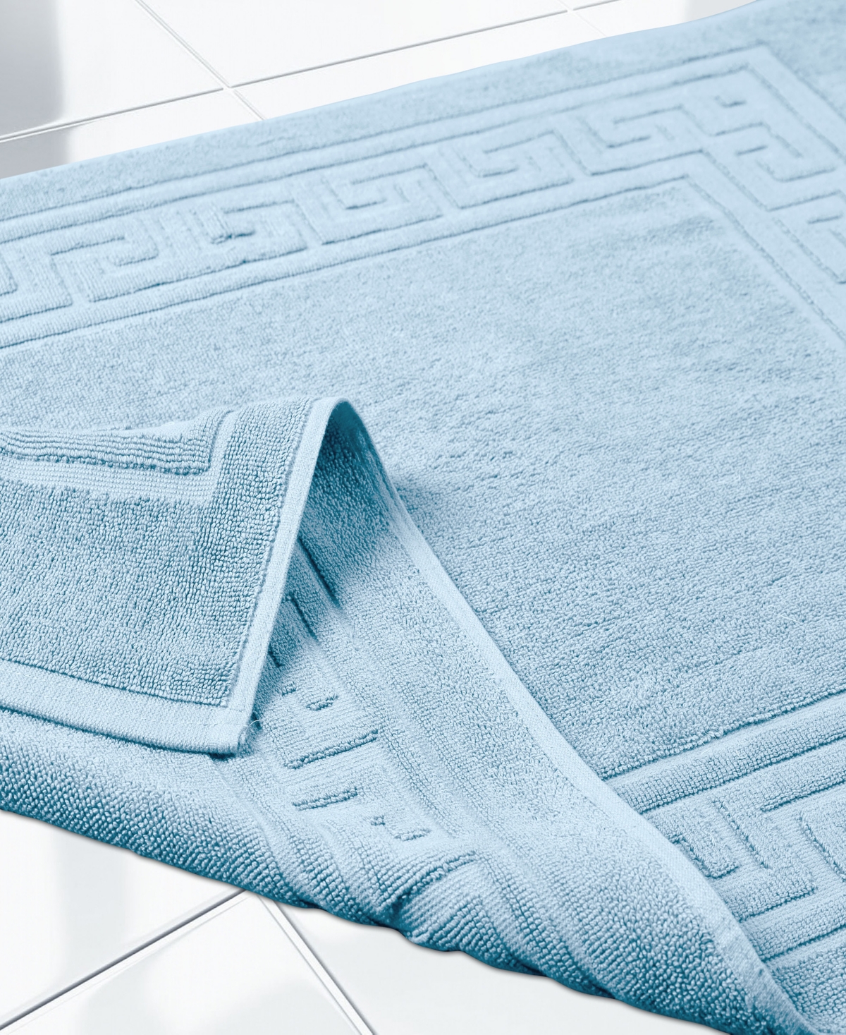Superior Cotton Greek Key Infinity Border Bath Mat, Set of