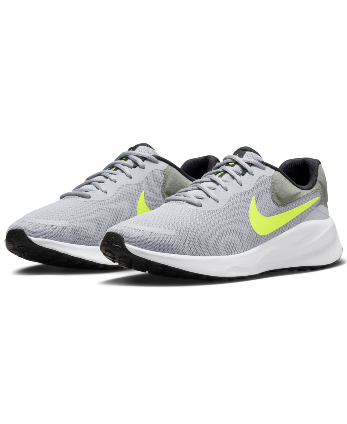 Nike Men's Revolution 7 Running Sneakers From Finish Line In Wolf Gray,volt