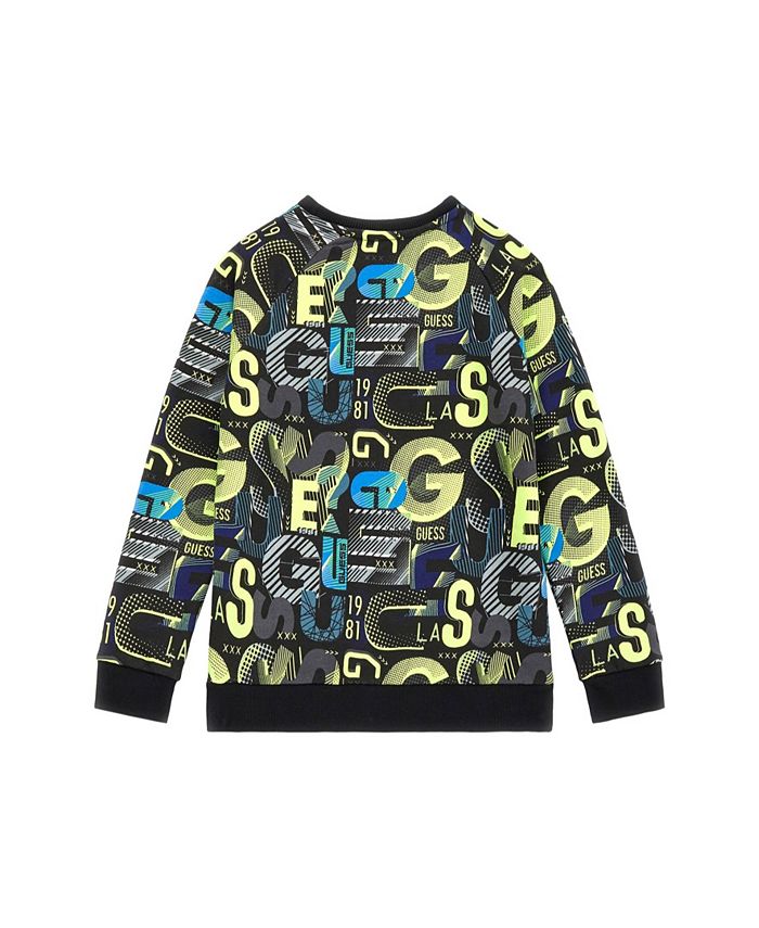 GUESS Big Boys French Terry Embroidered Logo Crewneck Sweatshirt